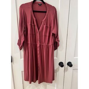 Torrid Mauve Button Down Shirt Dress Pleated Career Office Wear Size 2